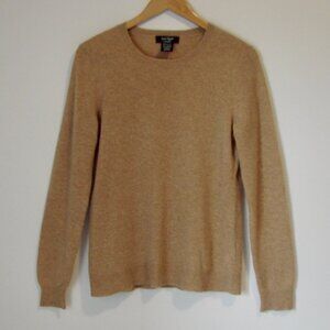 Cashmere Tan Beige Crewneck Sweater Lord & Taylor Ribbed Long Sleeve Medium